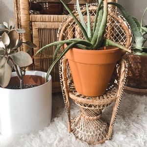 Wicker doll chair/ plant stand